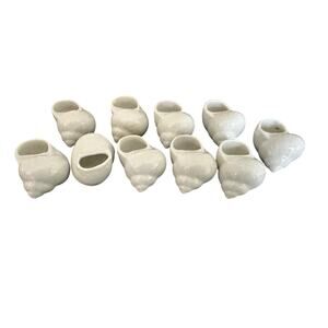 Set Of 10 Snail Escargot Pots Porcelain Shells White Made In France